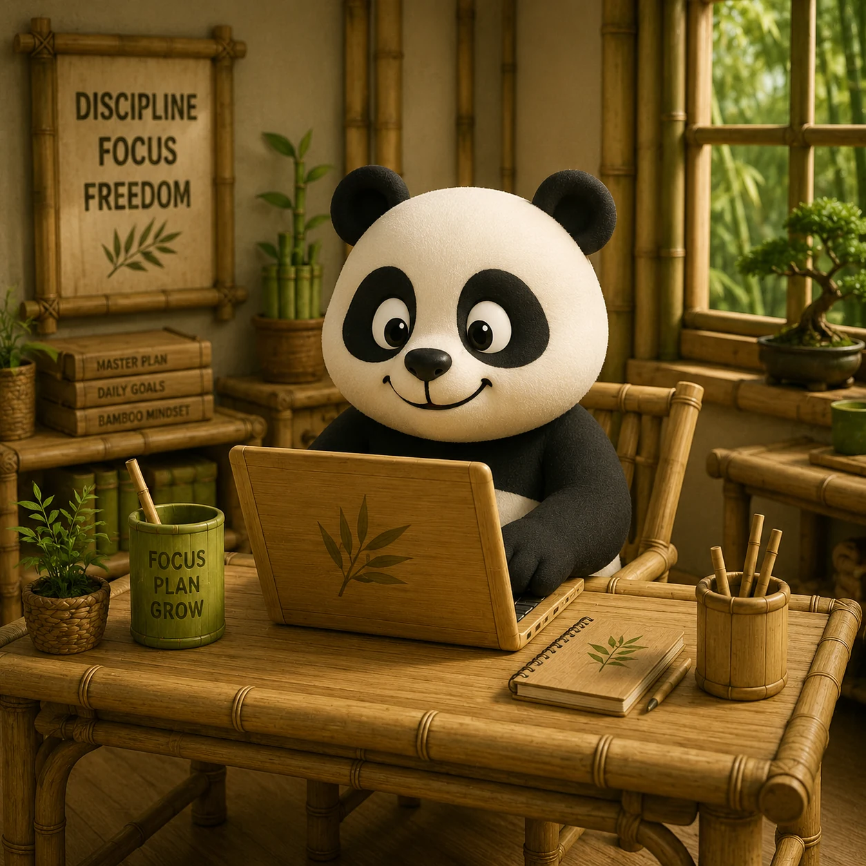 Bamboo Bro in his bamboo office